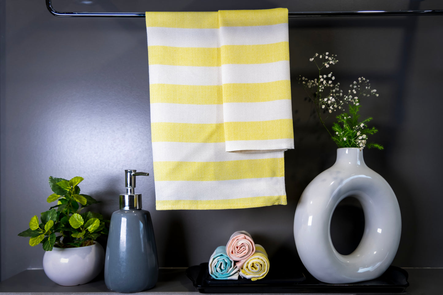 Multipurpose Bamboo Towels - Pack of 3 (Mint Blue, Peach, Golden Yellow)